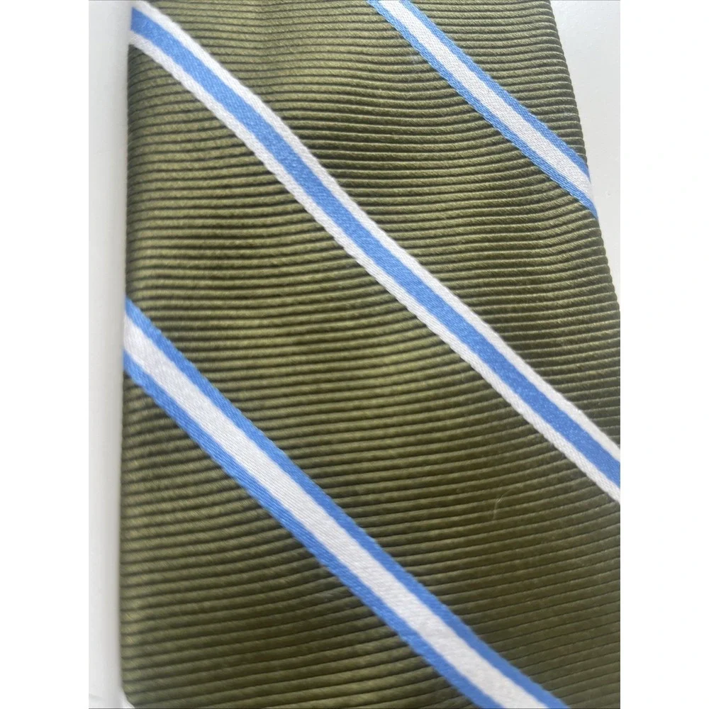 Brooks Brothers Silk‎ USA Made Woven Italy Neck Tie Green White Blue 59
